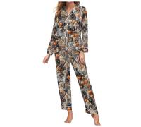 Costumes Halloween Femme Vêtement Nuit Maison Pyjama Vacances Satin Boutonné Classique Pyjamas Confortable Fêtes Nuits Confortables Relaxantes Cadeau Original