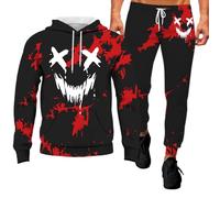 Costumes Halloween pour Homme claboussures de Sang Streetwear Vintage Classique Coupe Ample Grande Taille Tenue Pull-Over Hiver Patchwork Fantaisie Costume Adulte Sanglant
