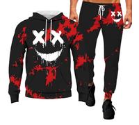 Costumes Halloween pour Homme claboussures de Sang Streetwear Vintage Classique Coupe Ample Grande Taille Tenue Pull-Over Hiver Visage Effrayant Horreur Costume Adulte Sanglant