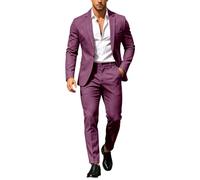 Costumes Homme Slim Fit Deux Pièces Blazer Suits Classique Formal,d'Affaires Decontrante Mariage,Couleur Uni,1 Boutons,Col Revers,Sans Repassage,Micro Élastique,Veste+Pantanlon Elegant