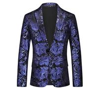 Costumes Homme, Veste De Costume Slim à Un Bouton pour Homme, Veste De Costume à Profil Bas, Imprimé Foncé, pour Spectacle sur ScèNe, DîNer, Mariage