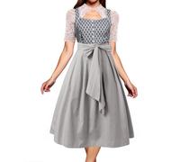 Costumes Noël Costumes de Cosplay,médiévaux,Tenues festives pour Les Festivals de bière,Ensemble élégant Deux pièces avec Haut en Dentelle,vêtements Saison,Taille détaillée Incluse(Grey,S)