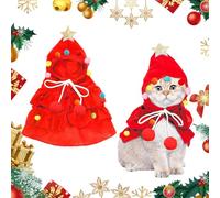 Costumes Noël pour Animaux, Cape de Chien de Chat Forme d'arbre de Noël Fête de Cosplay de Noëls et Nouvel an (Rouge)