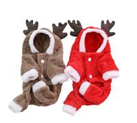 Costumes pour Animaux de Compagnie pour Halloween Noël drôle Chien Chat Cosplay Manteau à Capuche Tenues vêtements Chauds d'hiver en Polaire (Brown, L)