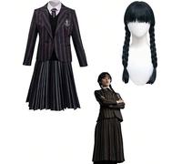 Costumes pour Femmes Affichez le style emblématique de Nevermore Academy avec cet uniforme Wednesday Addams inspiré de la série Netflix, une option parfaite pour ceux qui aiment le look gothique avec