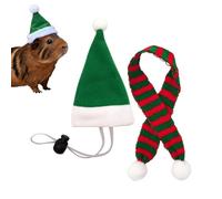 Costumes pour Poules,Thème Noël Père Noël - Set Chapeau et Foulard pour Poulette avec Attache Menton Adjustable | Canard Hamster Lapin Chat Perroquet Chiot Lézard Décoration de Ferme