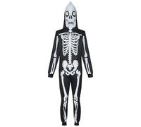 Costumes squelette phosphorescent pour enfants - Combinaison effrayante avec fermeture éclair pour Halloween, garçons et filles - Combinaison de costumade avec fermeture éclair, 5 à 14 ans (noir