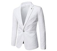 Costumes & vestes pour homme - Veste de mariage - Blazer pour homme - Coupe ajustée - Veste d'été légère - Taille 28 - Col en U à paillettes - Noir - Taille S, A blanc., L