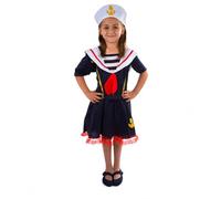Costumizate ! Costume Marinera pour enfant dans différentes tailles - Bleu marine - Blanc et rouge - Robe de voile pour carnaval, fêtes scolaires et soirées à thème (7-9 ans)
