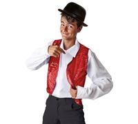 Costumizate Disfraz Gilet à paillettes pour enfant Noir Plusieurs tailles et couleurs Complément brillant pour costumes de carnaval, fêtes et spectacles (rouge, 10-12 ans)