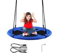 COSTWAY φ 100cm Balançoire nid 150 kg chargeable Balançoire jardin enfant Balançoire ronde Bleu