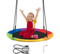 COSTWAY φ 100cm Balançoire nid 150 kg chargeable Balançoire jardin enfant Balançoire ronde Coloré