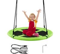 COSTWAY φ 100cm Balançoire nid 150 kg chargeable Balançoire jardin enfant Balançoire ronde Vert