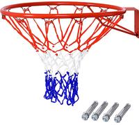 COSTWAY Ø 45 cm Anneau de basket-ball avec filet, panier de basket-ball en cadre d'acier et filet en nylon résistant aux intempéries, panier de basket-ball pour l'intérieur et l'extérieur