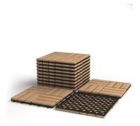 COSTWAY 10 x Dalles de Terrasse en Bois d'Acacia Mosaïque 30 × 30 CM Emboîtables, Caillebotis pour Extérieur/Intérieur