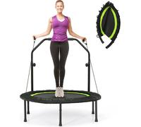 COSTWAY φ101cm Mini trampoline avec poignée de maintien réglable en hauteur & 2 bandes de résistance pouvant supporter jusqu'à 150kg Vert