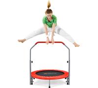 COSTWAY φ101cm Mini trampoline pliable, trampoline pour enfants avec poignée de maintien réglable en hauteur, supporte jusqu'à 150kg