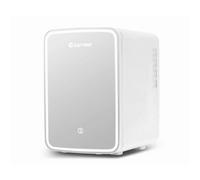 COSTWAY 10L Mini réfrigérateur avec miroir LED pour cosmétiques, 2in1 fonction de refroidissement et de chauffage, glacière portable refroidisseur réchauffeur, 23x28x34cm