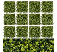 COSTWAY 12 Panneaux Muraux en Gazon Artificiel 50 x 50 cm, Panneaux de Buis avec Surface Texturée Incurvée et Epaisseur de 7 cm, Haie d'Intimité pour Jardin Cour Balcon Maison
