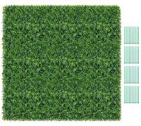 COSTWAY 12 pièces Haie artificielle Mur végétal, 50 x 50 cm, Panneaux avec feuilles de buis, Plante artificielle simulant le gazon, protégée contre les UV, Plante artificielle, Décoration pour mur bal