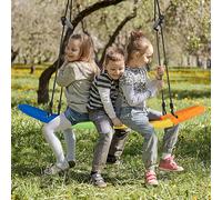 COSTWAY 123x45cm Balançoire nid 150kg balançoire d'arbre 100-160cm corde réglable balançoire suspendue balançoire de jardin balançoire multi enfants multicolore