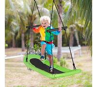 COSTWAY 123x45cm Balançoire nid 150kg balançoire d'arbre 100-160cm corde réglable balançoire suspendue balançoire de jardin balançoire multi enfant vert