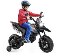 COSTWAY 12V Aprilia Moto Électrique Enfant avec Musique & Lumière, Voiture Électrique Enfant avec 2 Roues d'Entraînement, Vitesse 5,5-6 km/h, Charge 30KG pour Enfants de 3-8 Ans (Bleu)