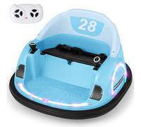 COSTWAY 12V Auto Tamponneuse Électrique Enfants avec Télécommande 2,4G, Voiture Tournante Bébé 360°avec Lumières Clignotantes & Musique, Démarrage Lent, Charge 25kg pour Enfants de 18 Mois+ (Bleu)