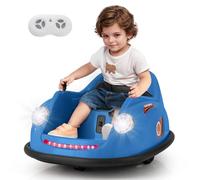 COSTWAY 12V Auto Tamponneuse Électrique Enfants avec Télécommande, Voiture Tournante Bébé 360°avec Lumières LED & Musique, Démarrage Lent, Charge 20kg pour Enfants de 2-5 Ans (Bleu)