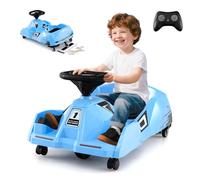 COSTWAY 12V Kart Électrique Enfant avec Balai Amovible & Volant & Télécommande, Kart de Nettoyage Électrique avec Klaxon & Musique, Démarrage en Douceur, 2-4km/h, Voiture pour Enfant de 2-5 Ans (Bleu)