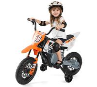 COSTWAY 12V Moto Électrique Enfant avec Roues d'Entraînement & Batterie Amovibles, Voiture Électrique Enfant avec Suspension à Ressorts, Musique et Connexion sans Fil, 3-5 km/h, Charge 30 kg, 3-8 Ans