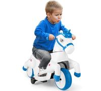 COSTWAY 12V Moto Électrique Enfant en Forme Licorne avec Musique & Démarrage à Un Bouton, Cheval Électrique Enfant avec Roues d'Entraînement & Mode Équitation, 3 km/h, Charge 30kg, 3 Ans+ (Bleu)
