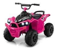 COSTWAY 12V Quad Électrique Enfant avec Phares & Musique & Klaxon, Voiture Électrique avec Pédale & Guidon Antidérapant, 2,2/4,3 KM/H, Charge 35kg pour Enfants de 3-8 Ans (Rose)