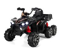 COSTWAY 12V Quad Electrique Enfants avec Lumières LED et Musique, Véhicule Electrique Enfants avec 6 Roues Antidérapantes, Démarrage Lent, Charge 30kg pour Enfants de 3 Ans+, 129 x 69 x 72 cm (Noir)