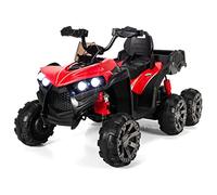 COSTWAY 12V Quad Electrique Enfants avec Lumières LED et Musique, Véhicule Electrique Enfants avec 6 Roues Antidérapantes, Démarrage Lent, Charge 30kg pour Enfants de 3 Ans+, 129 x 69 x 72 cm (Rouge)