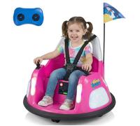 COSTWAY 12V Quad Tamponneuse Electrique pour Enfants avec Lumières, Télécommande 2,4G, Rotation à 360° pour 18-72 Mois Rose
