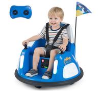 COSTWAY 12V Quad Tamponneuse Electrique pour Enfants avec Lumières, Télécommande 2,4G, Rotation à 360° pour 18-72 Mois Bleu