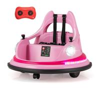 COSTWAY 12V Quad Tamponneuse Electrique pour Enfants avec Rotation à 360°, Télécommande 2,4G, Lumineux & Musique pour 18Mois+ Rose