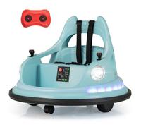 COSTWAY 12V Quad Tamponneuse Electrique pour Enfants avec Rotation à 360°, Télécommande 2,4G, Lumineux & Musique pour 18Mois+ Bleu