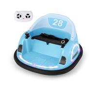 COSTWAY 12V Quad Tamponneuse Electrique pour Enfants, avec Rotation à 360°, Télécommande, LED et Musique pour 18 Mois + Bleu