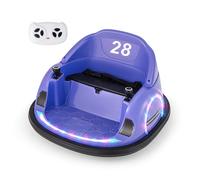 COSTWAY 12V Quad Tamponneuse Electrique pour Enfants, avec Rotation à 360°, Télécommande, LED et Musique pour 18 Mois + Violet