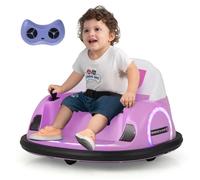 COSTWAY 12V Quad Tamponneuse Electrique pour Enfants, Connexion Sans Fi, LED, Musique, Rotation à 360°, 18+ Mois, Rose