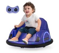 COSTWAY 12V Quad Tamponneuse Electrique pour Enfants, Connexion Sans Fi, LED, Musique, Rotation à 360°, 18+ Mois, Bleu Foncé