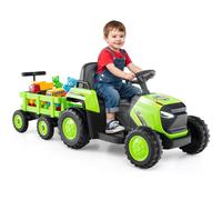 COSTWAY 12V Tracteur Électrique Enfant avec Remorque Amovible, Voiture Électrique Enfant avec Télécommande & Phares LED, Klaxon, Musique, 1,6-4 km/h, Charge 30 kg pour 37-95 Mois (Vert)