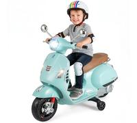 COSTWAY 12V Vespa Moto Électrique Enfant avec Musique Klaxon Histoires Phares LED, Voiture Électrique Enfant avec Roues d'Entraînement Amovibles et Pédale, 2-3 km/h, Charge 30 kg, 3-6 Ans (Vert)