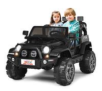 COSTWAY 12V Voiture Électrique Enfant 2 Places avec Télécommande 2,4G, Véhicule Électrique avec Lumière LED & Musique, Démarrage Lent, Boîte Cachée, Charge 50kg pour Enfant de 3 Ans+…