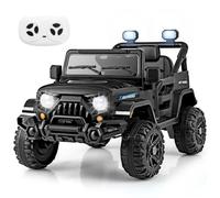 COSTWAY 12V Voiture Électrique Enfant avec Télécommande 2,4G, Buggy Électrique Enfant avec Musique & Phares LED, 3-6 km/h, Démarrage Progressif pour 3 Ans+ (Noir)