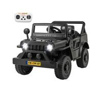 COSTWAY 12V voiture électrique pour enfants, véhicules électriques avec 2,4G avec télécommande, voiture pour enfants avec phares LED, musique, USB, voiture Jeep 3-8 km/h