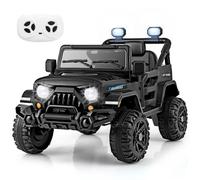 COSTWAY 12V voiture électrique pour enfants, voiture électrique pour enfants avec télécommande 2,4G, lumières LED, musique et klaxon, voiture Jeep pour enfants à partir de 3 ans (noir)