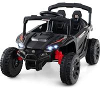 COSTWAY 12V Voiture électrique pour enfants, voiture pour enfants avec télécommande, 3 vitesses, lumières LED, musique, klaxon & suspensions, véhicule pour enfants 3+